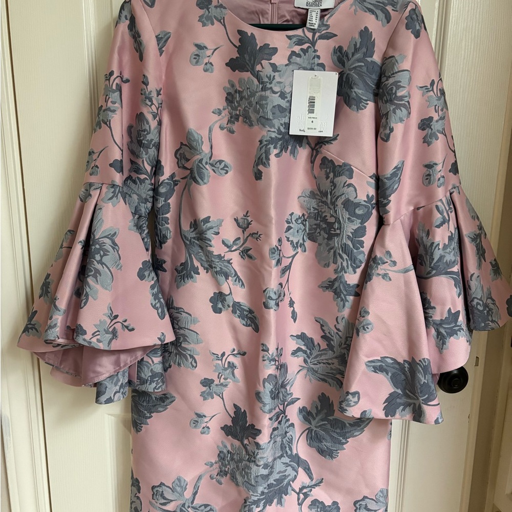 Badgley Mischka Pink and Gray Floral Dress